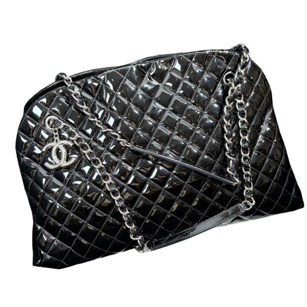 Chanel Black Quilted Patent Leather XL Just Mademoiselle Pristine - Picture 4 of 16